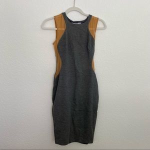 BAILEY44 Gray and Mustard Womens Bodycon Colorblock Tank Midi Dress